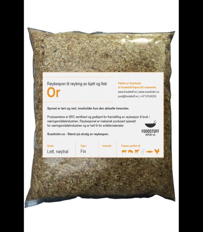 FUMY Røykespon, Røykflis av Or, Storsekk. Fin størrelse.